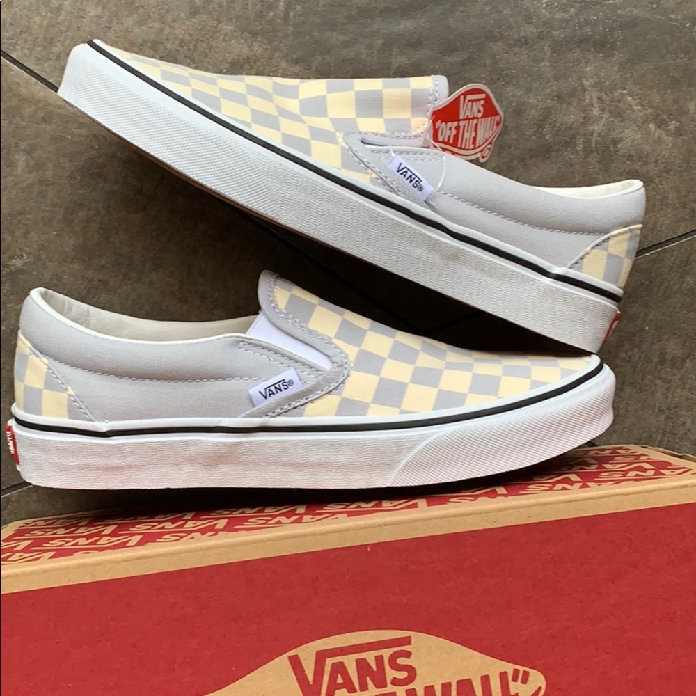 VANS CLASSIC SLIP ON CHECKERBOARD GREY DAWN men’s - Picture 15 of 16